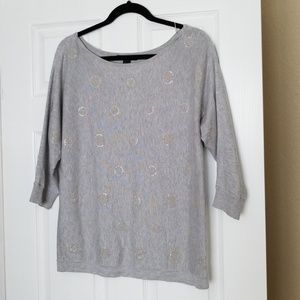 White House Black Market Metallic Circles Sweater